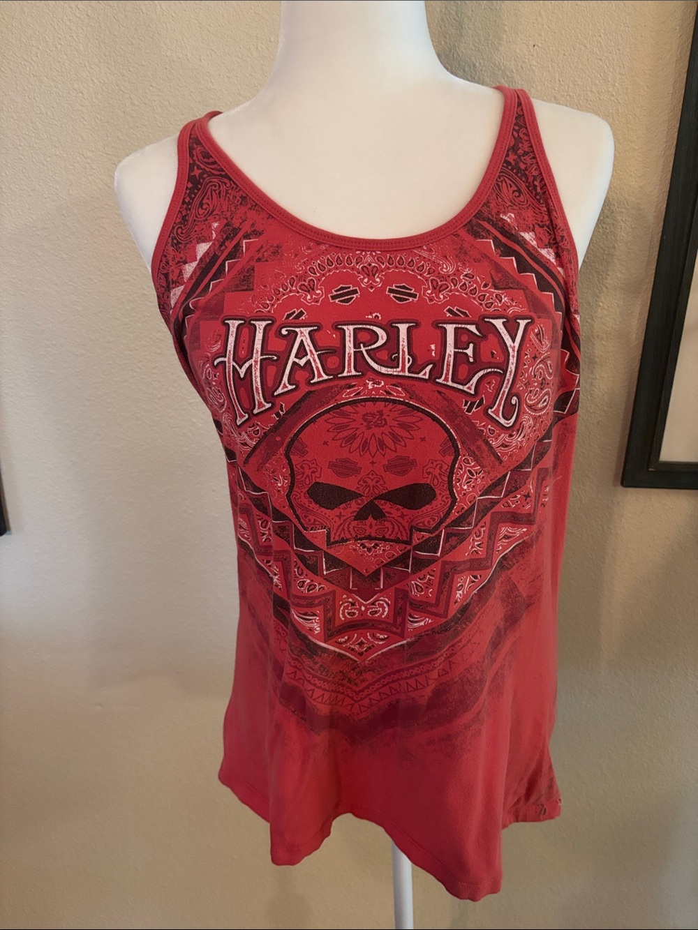 Harley-Davidson Willie G Red Bandana Skull Tank Top XL